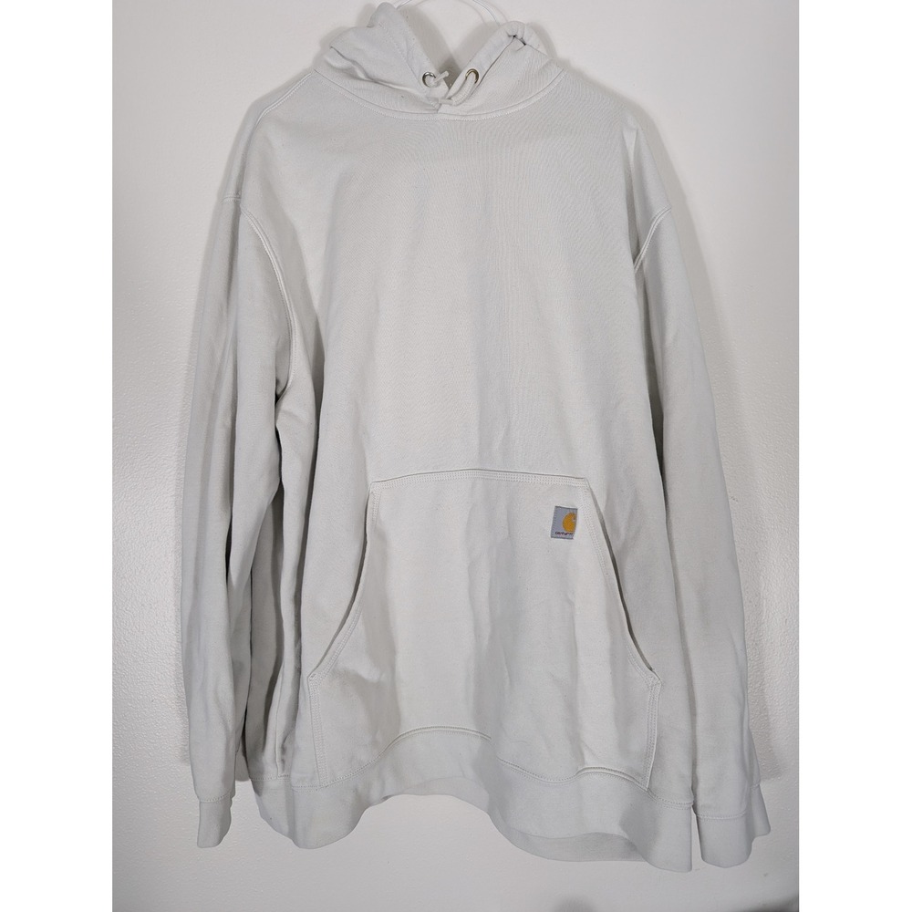 Carhartt Mens 3XL Loose Fit Midweight Logo Sleeve Graphic Hoodie Off White Crea